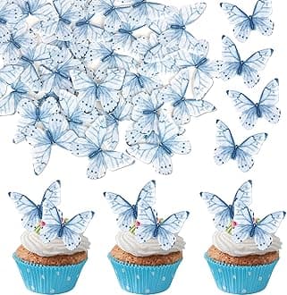 48 PCS Edible Butterfly Cupcake Toppers Wafer Paper for Cake Decorating - Butterfly Theme Baby Shower, Wedding, Birthday Party Decorations Supplies - Light Purple