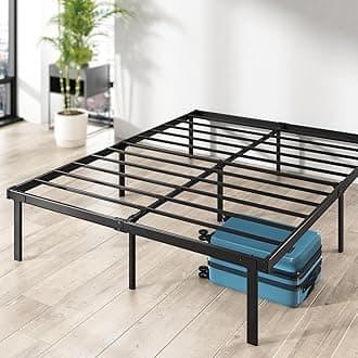 Zinus Caleb Double Bed Frame - 4ft6 (135 x 190 cm) - 14.2'' Height - Metal Bed Base with Steel Slat Support - Easy Assembly - Black