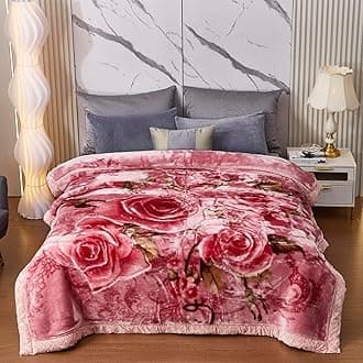 Pink Fluffy Blanket 2 Ply Faux Fur Korean Mink Blanket Soft Wrap Blanket 70"×85" Winter Rose Blankets (180×220cm3kg).