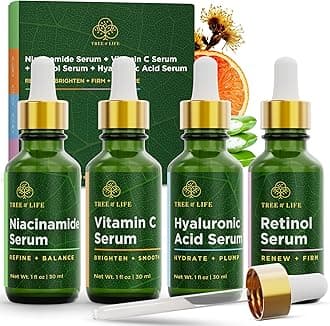 BEAUTY Advanced Regimen - 4 Oz - Niacinamide Serum (Refine) + Vitamin C Serum (Brightens) + Retinol Serum (Smooths) + Hyaluronic Acid Serum (Hydrates) - Face Serums - Skin Care Set