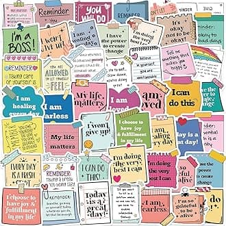 50 Packs Self-Approval Stickers Water Bottles Laptop Phone Computer Guitar Skateboard Encourage Vinyl Sticker Waterproof Aesthetic Trendy Decals for Kids Teens Girls Adults