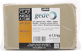 Pébéo Gédéo White Firing Clay 1.5 kg – Natural Fine Pottery – Modelling, Sculpting & Pottery – Kiln Firing 980–1050°C