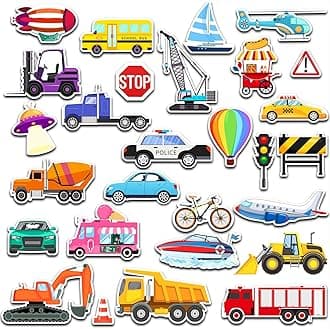 Window Clings Stickers for Kids Window Gel Clings Decals Thick Gel Clings Toddlers and Adults Classroom Home Nursery Airplane Birthday Party Supplies (City Transportation)