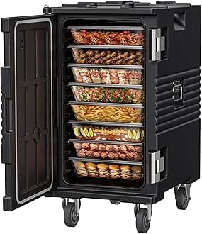127QT Non-Electrical Catering Food Warmers with Casters, 304 Stainless Steel Latch & Door Shaft, Insulated Food Carrier for 8 Full-Size Pans(NOT Included), Food Warmer Hot Boxes for Catering