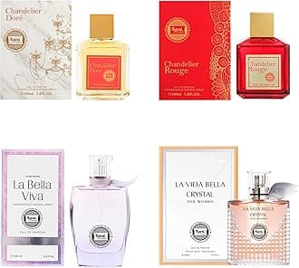 Hybrid & Company Women's 4 Pcs Chandelier Dore Crystal La Bella Viva Pour Femme Perfume Natural Spray Fresh Fragrance