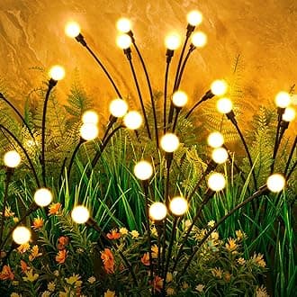 ASMAD Solar Lights Outdoor(6-Pack, 48 LEDs), Solar Garden Lights, Outdoor Decorations, Firefly Light for Patio Decor, Big Bulb, Unique Gifts for Women, Gifts for Grandma