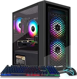 STGAubron Gaming PC Computer Desktop, Radeon RX 560 4GB, Intel i7 Xeon E5 up to 3.0GHz, 16GB RAM, 512GB SSD, WiFi, BT 5.0, RGB Fan x3, Windows 10 Home for Gamer, Streaming