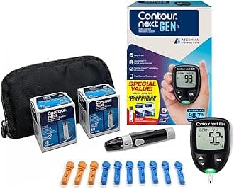 CONTOUR NEXT GEN Blood Glucose Monitor All-In-One Kit with 20 Test Strips, Accurate Blood Sugar Monitor, Easy-to-Use Glucose Meter, Portable and Reliable Diabetes Testing Kit