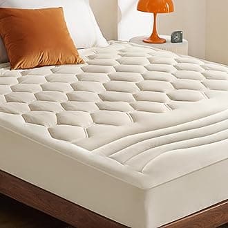 Bedsure Beige Full Size Mattress Pad - Quilted Fitted Mattress Topper Protector with 8-21 Inches Deep Pocket, Noiseless Breathable Bed Cover Padded, Machine Washable, Beige, 54x75 Inches