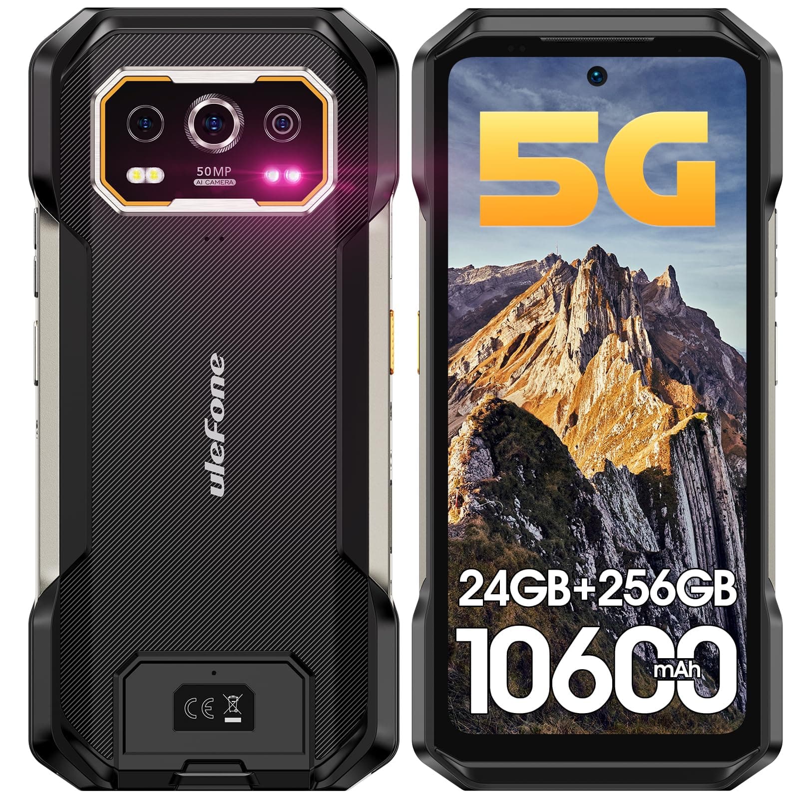 Armor 27 Pro 5G Rugged Smartphone Android 15 2026, 12GB+256GB 10600mAh/33W Dimensity 6300 50MP+64MP Night Vision 6.78" FHD+ 120Hz IP68/69K Waterproof Dual SIM Smartphone Fingerprint ID NFC