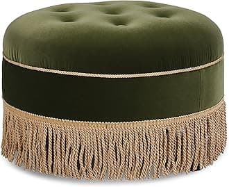Yolanda 24" Round Upholstered Accent Ottoman, Medium