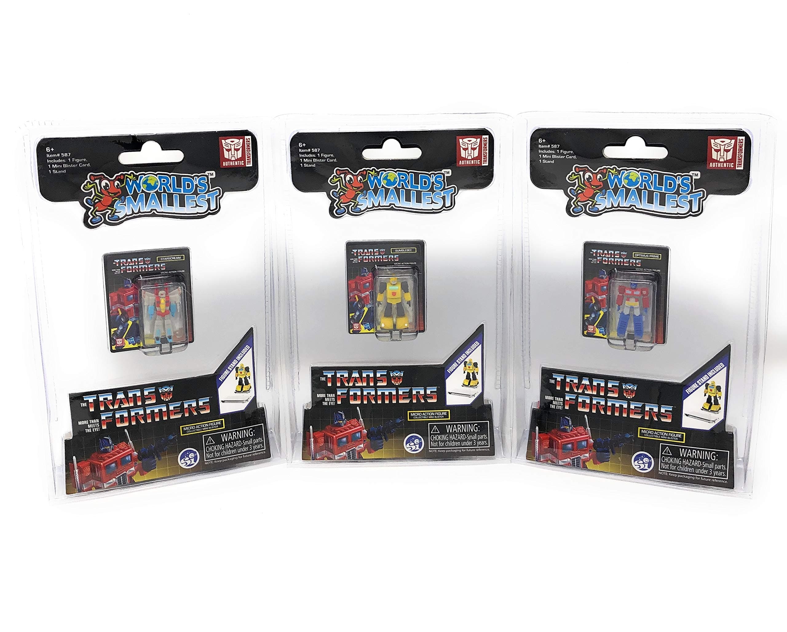 World's Smallest Transformers Bundle Set of 3 Mini Figures - Optimus Prime - Bumblebee - Starscream