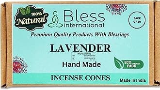 Bless International Lavender 100%-Natural-Incense-Cones Handmade-Hand-Dipped Organic-Chemicals-Free for-Purification-Relaxation-Positivity-Yoga-Meditation The-Best-scents (10 Count)