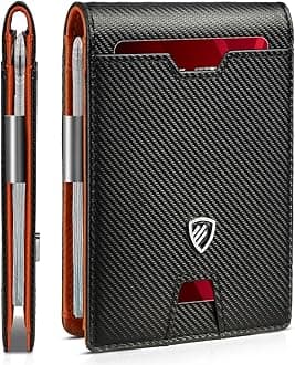 RUNBOX Mens Slim Wallet with Money Clip RFID Blocking Bifold Credit Card Holder for Men with Gift Box