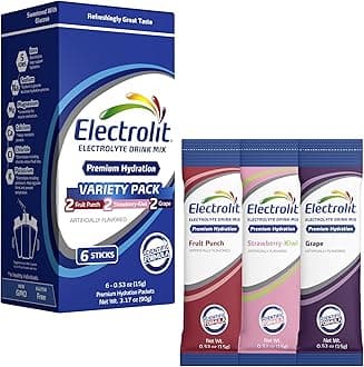 Electrolit Electrolytes Powder Packets, Variety 6 Pack, Powdered Hydration Packets for Dehydration & Rehydration, Post Workout Flavored Hydrating Drink Mix, Gluten Free Water Enhancer Sticks