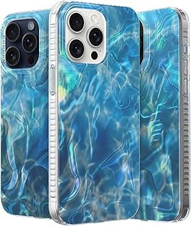 LONLI Hue Case for iPhone 15 Pro Max - [360° Shock-Absorbent Bumper] - [Cute and Unique Phone Cover for Girls and Women] - Ocean Wave
