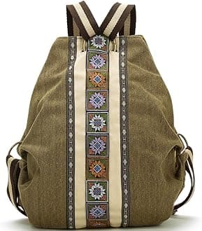 Women Canvas Backpack Daypack Casual Shoulder Bag, Vintage Heavy-duty Anti-theft Travel Backpack
