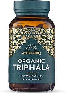 Organic Triphala Capsules 120, 500mg – Natural Pure Triphala Powder Organic Capsules for Immunity, Digestion, Wellbeing – Soil Association Certified - Vegan Ayurveda Supplements