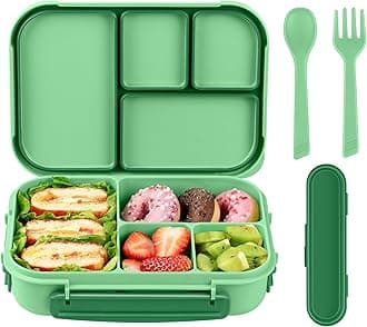 Lunch Box Kids,Bento Box Adult,Leakproof Lunch Containers for Adults/Kids/Toddler,1200ML-4 Compartments bento Lunch box with Utensil,Microwave & Dishwasher & Freezer Safe(Cyan)