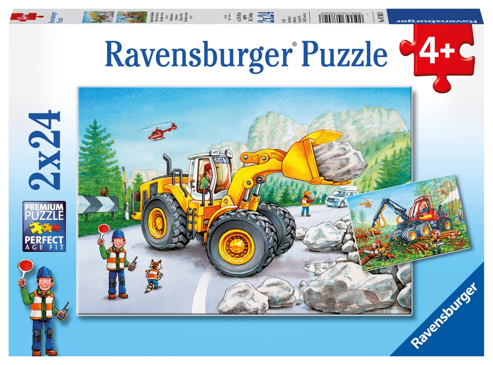 Ravensburger 07802, Diggers at Work 2 x 24 Piece Puzzles in a Box, 2 x 24 Piece Puzzles for Kids, Every Piece is Unique, Pieces Fit Together Perfectly