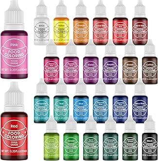 Food Coloring for Baking - Cherrysea 26x10ml Vibrant Cake Coloring Liquid Set for Dessert Decorating Food Dye for Icing,Fondant,Cookies,Easter Egg,Making DIY Supplies Kit- 0.35 Fl. oz/Bottles