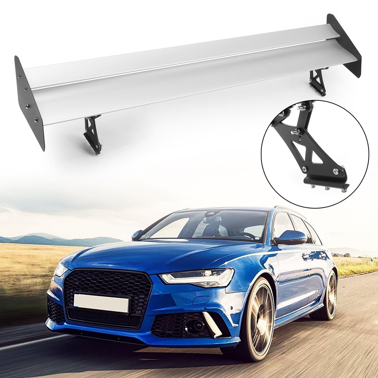 Artudatech Car Wing Spoiler, Universal Aluminum Adjustable Double Deck GT Rear Trunk Wing Spoiler, Rear Spoilers, Rear Wing Spoiler with Screws