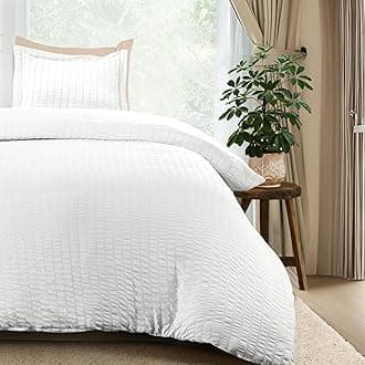 Utopia Bedding Duvet Cover Twin Size - 1 Seer Sucker Duvet Cover with 1 Pillow Sham - 2PC Comforter Cover with Zipper Closure - Soft Brushed Microfiber 68"X90" (Twin White) Comforter Not Included