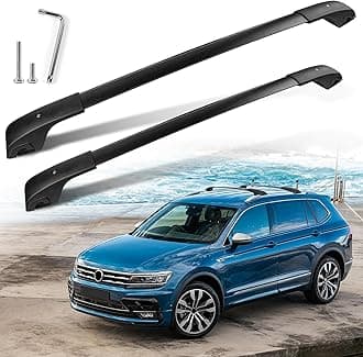 Roof Rack Cross Bars for 2018 2019 2020 2021 2022 2023 Volkswagen Tiguan and 2022 2023 Taos, Aluminum Roof Cargo Carrier Crossbars，Anti-Corrosion Aluminum,Black 1Pair.