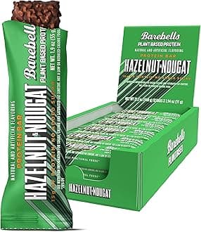 Barebells Vegan Protein Bars Hazelnut & Nougat - 12 Count, 1.9oz Bars - Features Plant Based Protein Bar with 15g of Protein - Chocolate Protein Snacks with Only 1g of Total Sugars - Ideal for