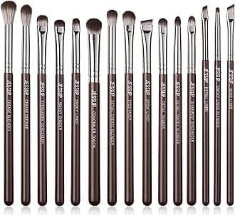 Eye Makeup Brushes Set Professional 15pcs Brown Eyeshadow Eyebrow Concealer Eyeliner Blending Brush for Makeup Premium Synthetic Eye Make Up Brushes Set, T499