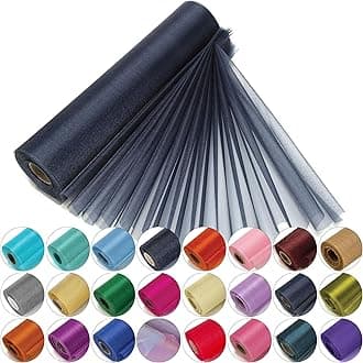 Trimming Shop 29cm x 25m Roll of Organza Sheer Fabric - Elegant Decorative Cloth for Wedding Chair Bows, Table Runners, Party Favours - Crafting Supplies for Ribbons, Dress Accents,and Bags, Navy