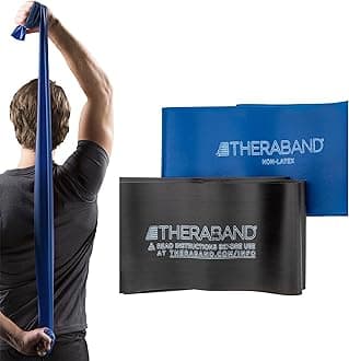 TheraBand Professional Non-Latex Resistance Bands For Upper and Lower Body Exercise, Strength Training without Weights, Physical Therapy, Lower Pilates, and Rehab, Assorted Resistances, Beginner &