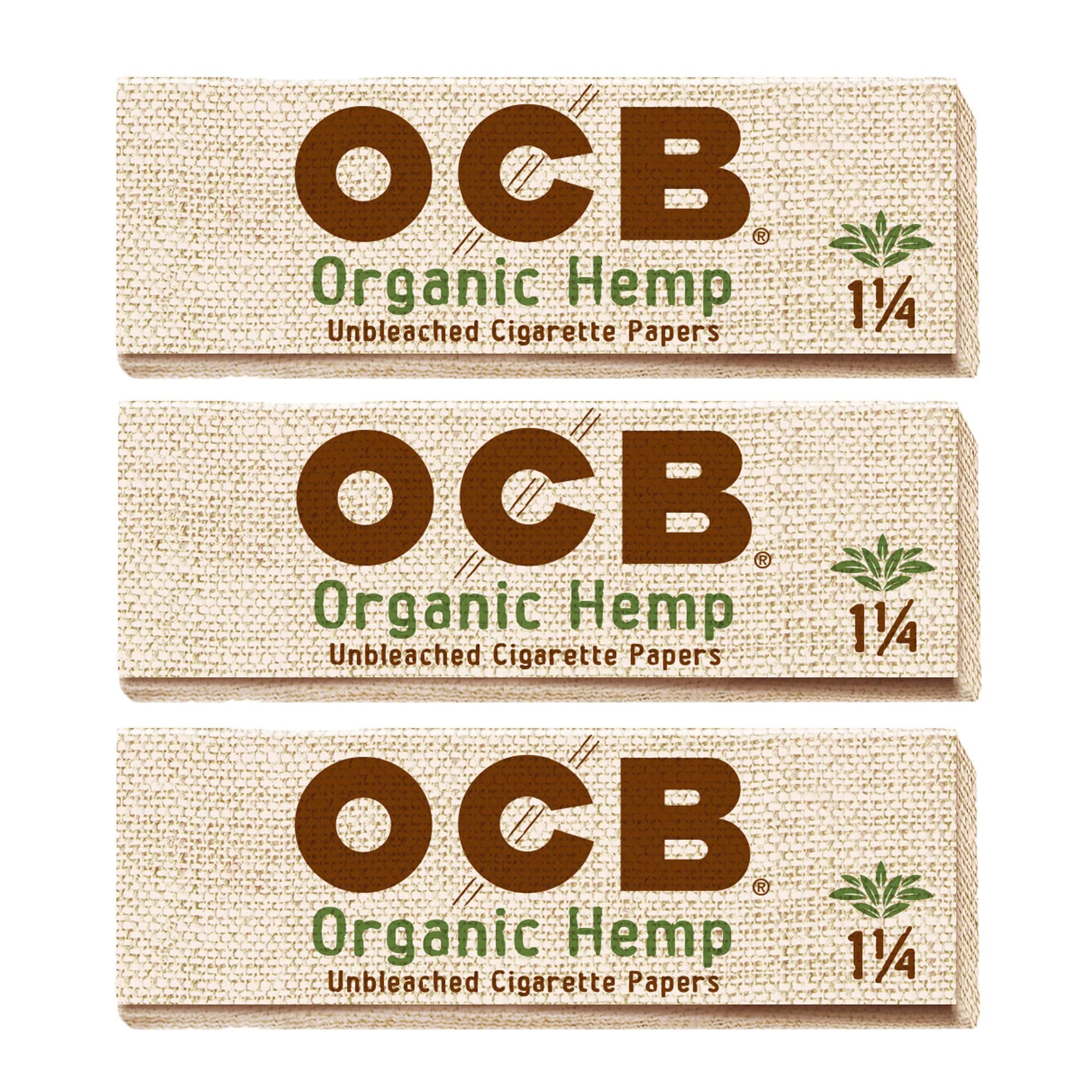 OCB - Organic 1 1/4" Rolling Papers - 3 Booklets with 50 Leaves per Booklet