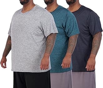 3 Pack: Men’s Big & Tall Short Sleeve Dry Fit Crew Neck T-Shirt - Gym Workout Athletic Running Tee (3XT-5XT)