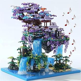 Cherry Blossom Tree Building Set with Box 4574Pcs, Original Scene Music Japanese Sakura Tree House(Type :Symphony), Cherry Bonsai Tree Lights Building Kit, Cherry Blossom Building Set.