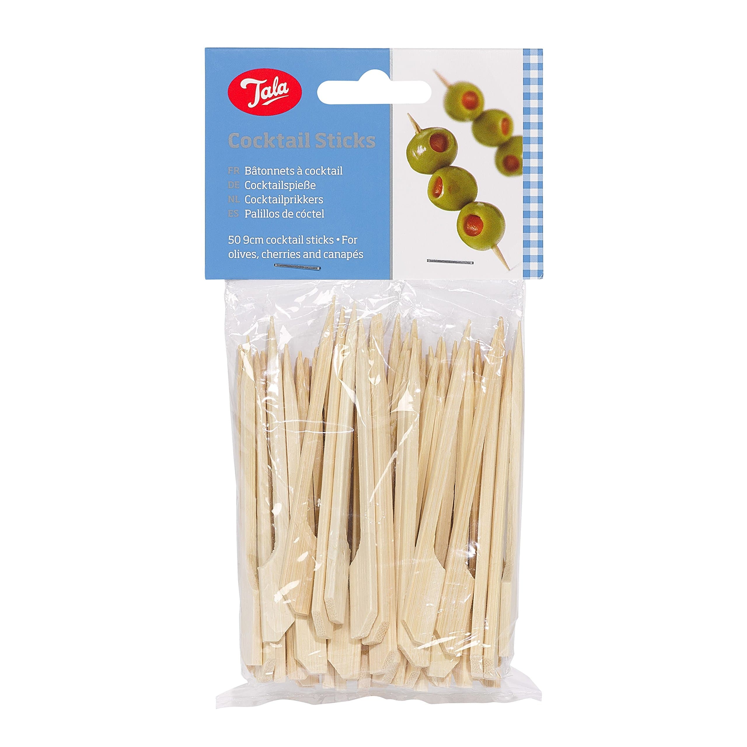 Tala 50 Bamboo Cocktail Sticks, Brown, 9 cm