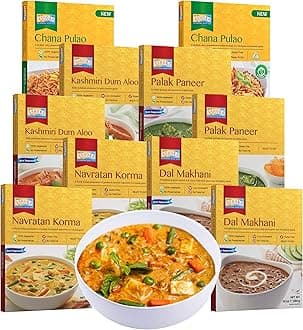 ASHOKA 1932 Ready-to-Eat Meals Vegetarian Meal Kit, All-Natural Variety Pack, Kosher Certified, Traditionally Cooked Indian Food, Ideal for Travel, Glue-Free
