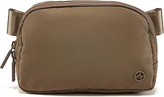 Two Way Zipper Fanny Pack Nylon Everywhere Belt Bag for Women, Water Repellent Waist Packs, Crossbody Bags with Adjustable Strap (Gray Brown)