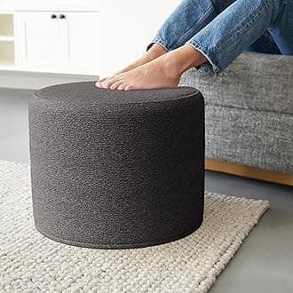 ZICOTO Beautiful Boucle Pouf Ottoman and Foot Rest - Elevate Your Living Room Decor with Lightweight Comfort and Charm - A Round Modern Foam Filled Foot Stool Perfect to Rest Your Feet