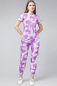 YAGNAPURUSH Women's Night Suit Set for Women, Lounge Wear, Printed Top and Pyjama Set for Women Nightwear/Loungewear/Night Dress for Women Knitted Tie & Dye printed Crop T-Shirt -Pyjama