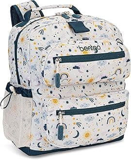 Kids Backpack - Lightweight 14” Backpack in Fun Prints for School, Travel, & Daycare, Ideal for Ages 4+, Roomy Interior, Durable & Water-Resistant Fabric, & Loop for Lunch Bag (Friendly Skies)
