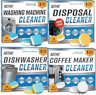 ACTIVE Washer Dishwasher Disposal & Coffee Cleaner Tablets - 96 Tabs Includes Washing Machine Cleaner, Dishwasher, Disposer, Coffee Maker Descale Tabs - Deep Clean & Refresh Appliance - 1 Year Supply