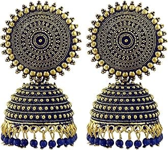 Fashion Frill Women's Jewellery Earrings For Women Traditional Gold Plated Floral Golden Pink Jhumkas Pearl Studded Drop Earrings For Women Gift For Sister