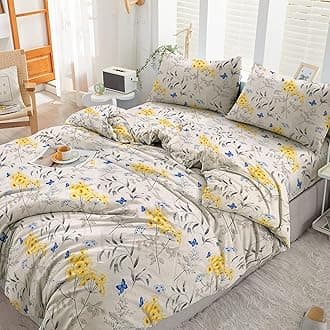 3PCS King Duvet Cover Set, 100% Egyptian Cotton, 400 Thread Count, Floral Printed King Bedding Set with Pillowcase