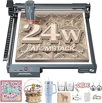 ATOMSTACK24W Laser Engraver, A20 PRO V2 Laser Cutter, High Accuracy Laser Engraving Machine for Personalized Gifts, Business Cards, Wood, Metal, Acrylic, Leather, 15.7" x 15.7" Large Working Area