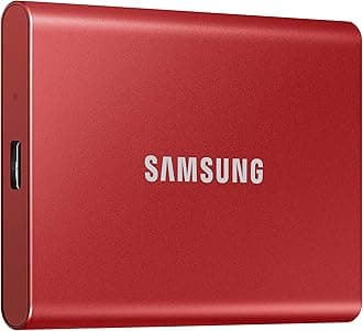 SAMSUNG T7 Portable SSD, 1TB External Solid State Drive, Speeds Up to 1,050MB/s, USB 3.2 Gen 2, Reliable Storage for Gaming, Students, Professionals, MU-PC1T0R/AM, Red