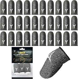 30 Pack Gaming Finger Sleeves for Mobile Gaming, 0.3mm Silver Fiber, Smooth Operation, Anti-Sweat, Extremely Thin, Nuozme Finger Sleeves Fit Mobile Phone Tablet Devices(Black)