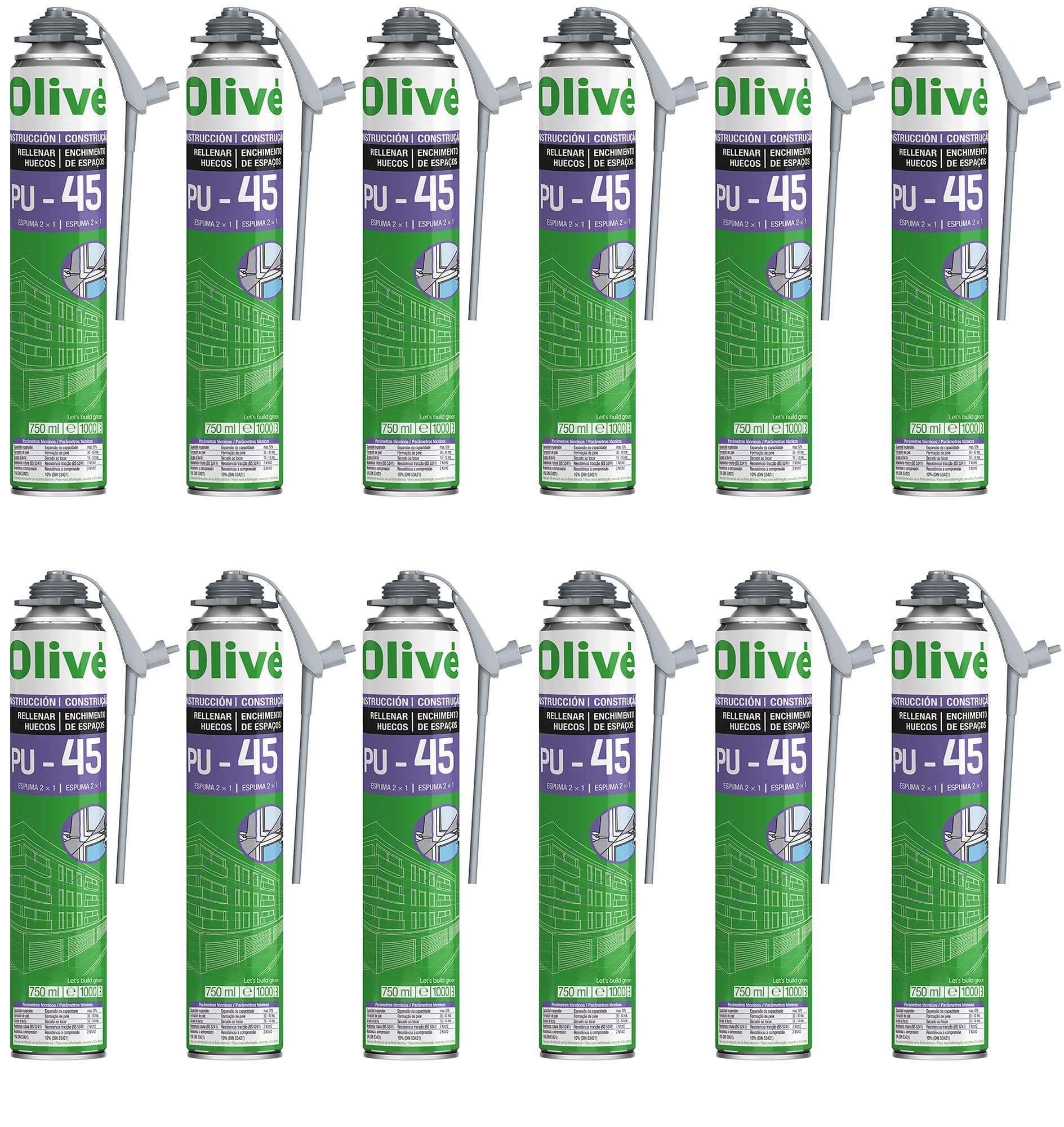 12 Expansive Mono Component Polyurethane Foam 750ml Spray pistolable