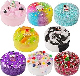 8 x 100ml Textures Slimes Kit for Kids, Slime Variety Pack Different Textures, with Snow Fizz, Sequins, Butter, Bead Slime, Slimes Party Favors for Girls & Boys, Birthday Easter Toy