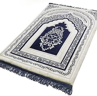 Modefa Luxury Foam Prayer Rug | Padded Cushion Janamaz Sajjada | One Inch Thick Soft Velvet Islamic Namaz Sajadah Carpet (Blue)